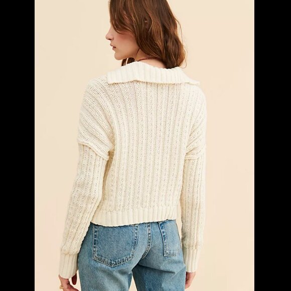 Free People Traveler Cable Pullover Sweater Large - Picture 2 of 7